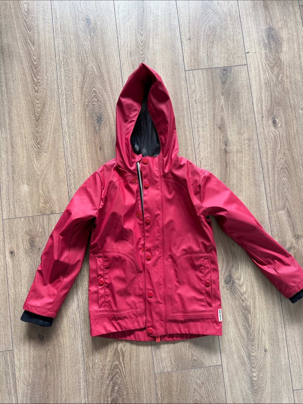 Hunter size 7/8 Kids Waterproof Red Hooded Jacket